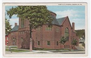 First M E Church Franklin Pennsylvania 1920 postcard