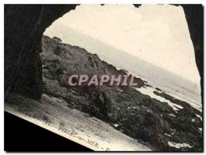 Old Postcard Piriac Sea View from the inside of the cave Mrs.