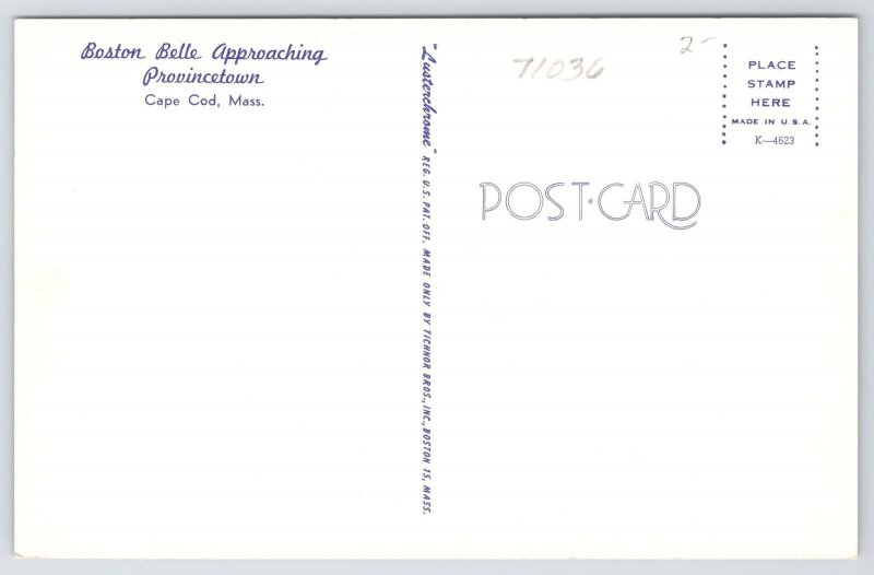 Cape Cod Massachusetts~Boston Bell Approaching Provincetown~1950s Postcard