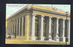 KANSAS CITY MISSOURI FIRST NATIONAL BANK BUILDING MO. VINTAGE POSTCARD 1910