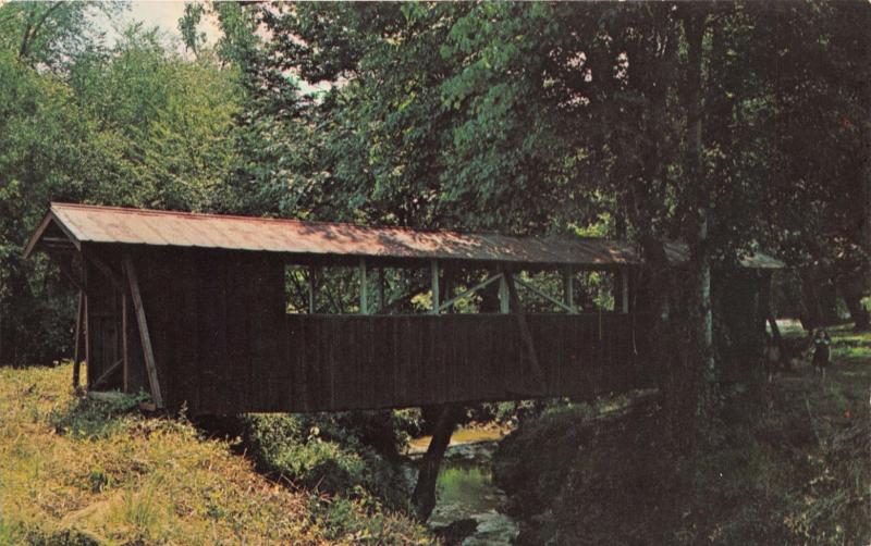 GILMER COUNTY GEORGIA COVERED BRIDGE~ELLIJAY RIVER~PICNIC GROUNDS POSTCARD 1960s