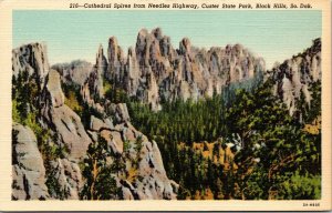 Vtg Cathedral Spires Custer State Park Black Hills South Dakota SD Postcard