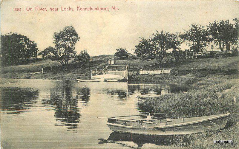 1910 Kennebunkport Maine River Locks Rankin postcard 9684