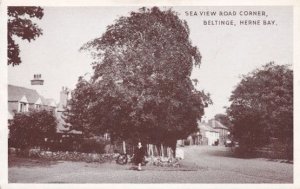 Child & Bicycle At Sea View Road Beltinge Herne May Old Postcard