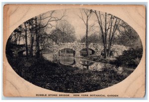 Scenic View Of Rubble Stone Bridge New York Botanical Garden NY Vintage Postcard 