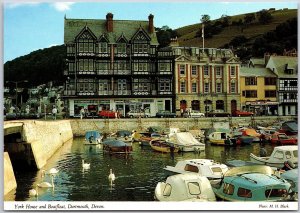 York House And Boatfloat Dartmouth Devon England Dart And Ferry Boats Postcard