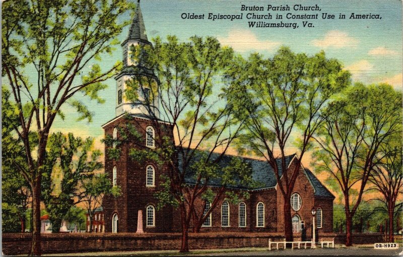 Burton Parish Church Oldest Episcopal Constant America Williamsburg Va Postcard