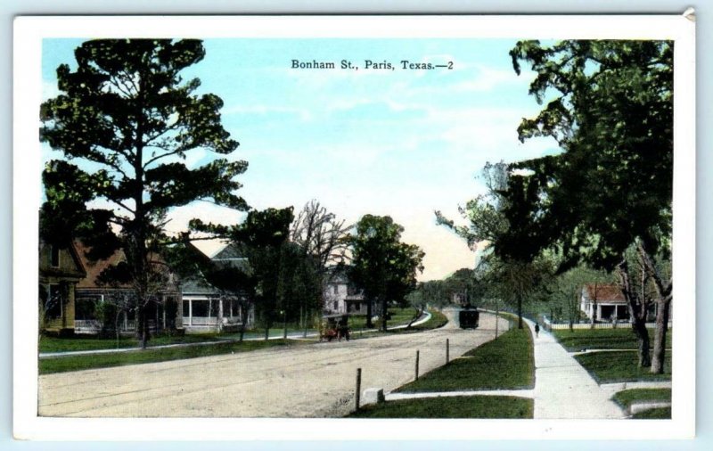 PARIS, Texas TX ~ BONHAM STREET Scene ca 1920s Lamar County Postcard