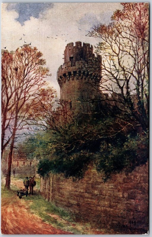 Sevenoaks England UK, Castle Tower Building, Pathway, Painting, Vintage Postcard