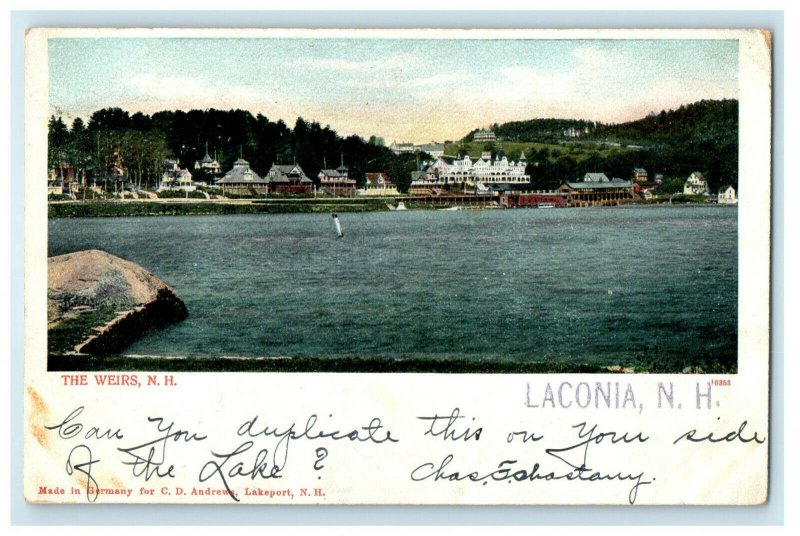 1905 The Weirs Lake New Hampshire NH, Laconia NH Antique Posted Postcard