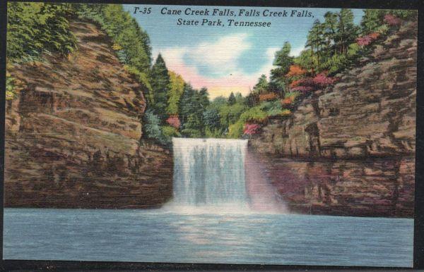 Tennessee colour PC Cane Creek Falls, Falls Creek Falls Park unused