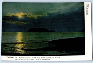 Tokyo Kanto Japan Postcard Enoshima or Picture Island Sunset Scene c1950's