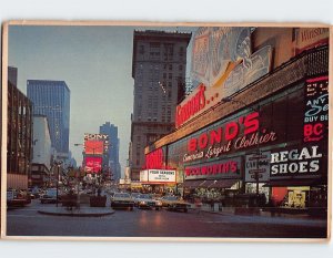 Postcard Times Square at night, Crossroads of the world, New York City, New York