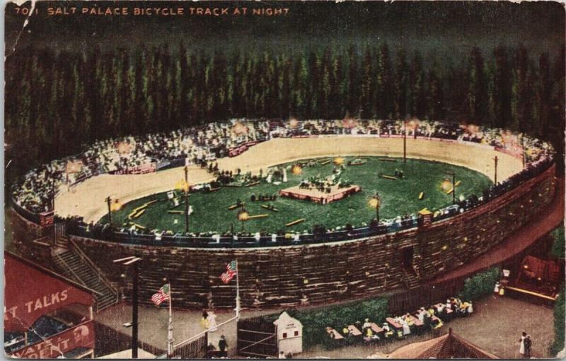 Salt Palace Bicycle Track at Night Salt Lake City UT Utah Postcard E51