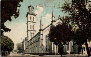 York PA Pennsylvania St Pauls Church Antique Postcard DB UNP Leighton Germany 