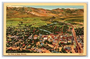 Aerial View Reno Nevada NV UNP Linen Postcard T7