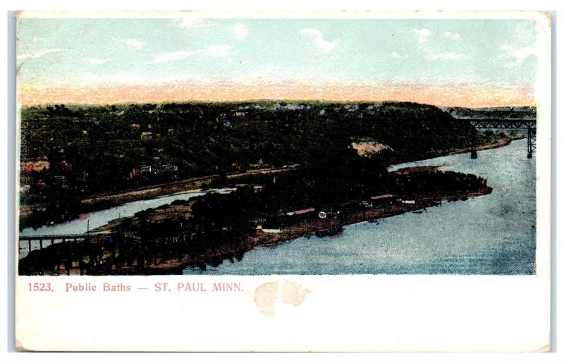 Early 1900s Public Baths, St. Paul, MN Postcard