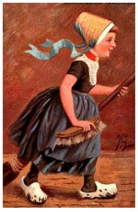 Girl Sweeping , Schoonmaakster Walcheren