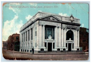 1910 First National and People's Savings Bank Bridgeport CT Antique Postcard