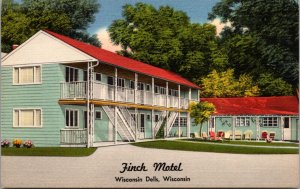 Linen Postcard Finch Motel 811 Oak Street in Wisconsin Dells, Wisconsin