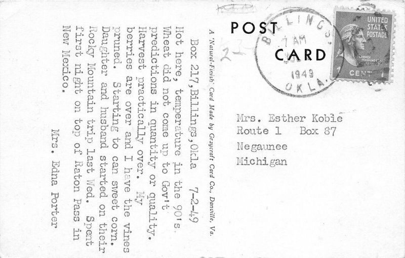 H75/ Perry Oklahoma Postcard c1949 Birdseye Oil Ag Center Stores Homes 112