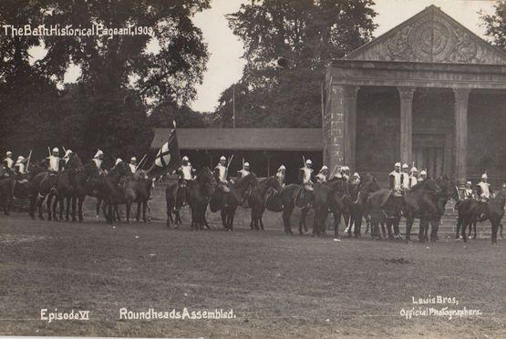 Roundheads Assembled Knights Battle Mounted Horse 1909 Bath Pageant Old Postcard