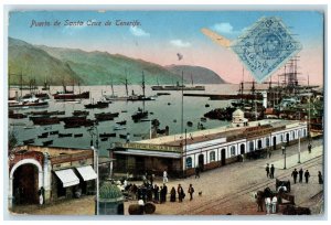 c1910 Boats in Port of Santa Cruz de Tenerife Spain Posted Antique Postcard