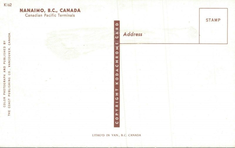 Canada Nanaimo British Columbia Canadian Pacific Terminals Postcard 08.09