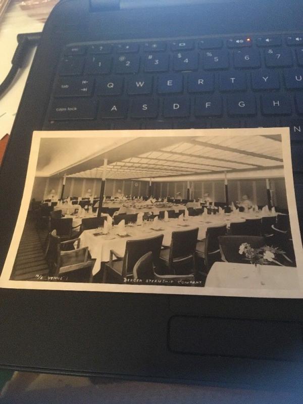 Vtg Postcard: MS Venus , Bergen Steamship Dining Area