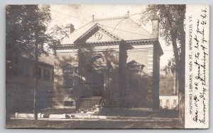 RPPC Spafford Library Springfield Vermont 1905 To Mount Vernon NY Postcard A47