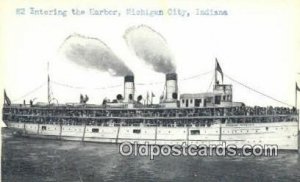 82 Entering The Harbor, Michigan City, Indiana, IN USA Steam Ship Unused 