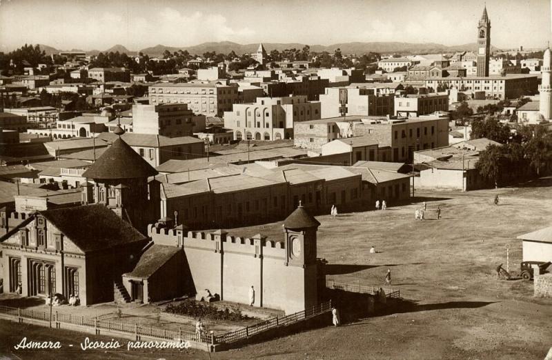 eritrea, ASMARA, Scorcio Panoramico, Enda Mariam Cathedral (1942) RPPC Postcard