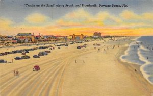 Tracks on the Sand along Beach and Broadwalk Daytona Beach, Florida