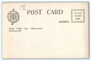 Lima Peru Postcard Indian Woman Delivering Milk c1940's Vintage RPPC Photo