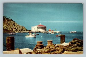 Santa Catalina Island, Harbor, Boats, Dock, Casino, Chrome California Postcard