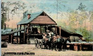 1910s Turpentine Still in Pine Forest Donkey Cart Industry Postcard