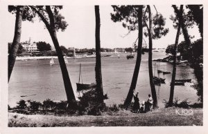 Sailing Boats in Near Silhouette Real Photo Benodet Marine Postcard