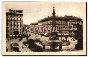 Old Postcard Milano Piazzate di Porta Vittoria e Monumento delle Circus Giornate