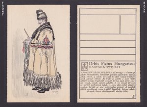 Painting postcard, National costume, Hungary, Orbis Pictus Hungaricus