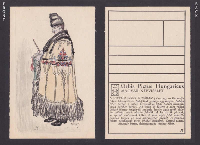 Painting postcard, National costume, Hungary, Orbis Pictus Hungaricus