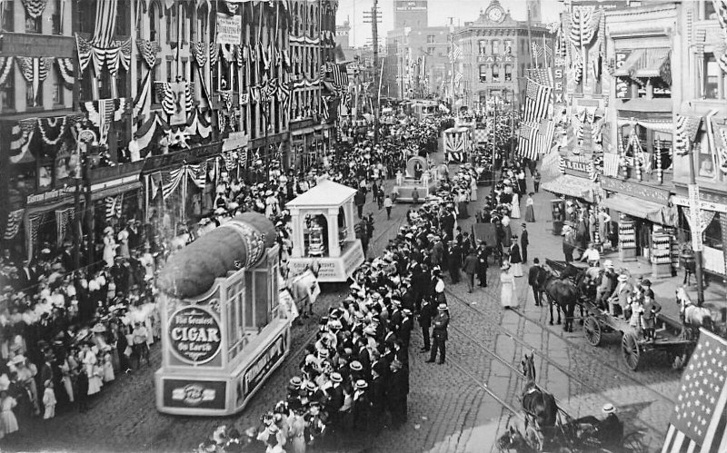 Troy NY Greatest Cigar On Earth & Gold Coin Stoves Parade Floats RPPC