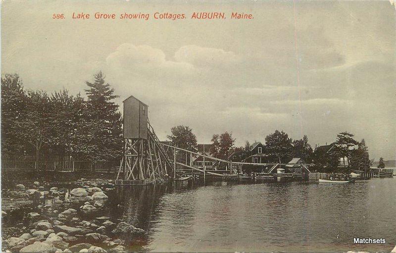 C-1908 AUBURN MAINE Lake Grove Cottages # 586 postcard 10355