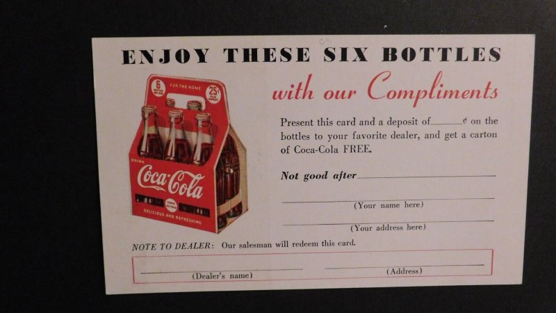 Mint Postcard Coca Cola Ad At Home Enjoy the Pause that Refreshes Coupon