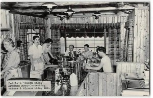 Rare Vintage RPPC PETRIE'S WAGON WHEEL Warsaw, Winona Lake, Indiana 1940s Diner