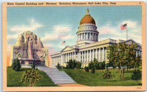 M-60794 State Capitol Building and Mormon Battalion Monument Salt Lake City Utah