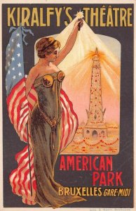 KIRALFY'S THEATRE AMERICAN PARK BRUSELLES BELGIUM ADVERTISING POSTCARD (c. 1908)