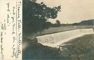 Ticonic Falls, Waterville ME 1907 RPPC to Miss Grace E Berry, Foss Hall from MLC