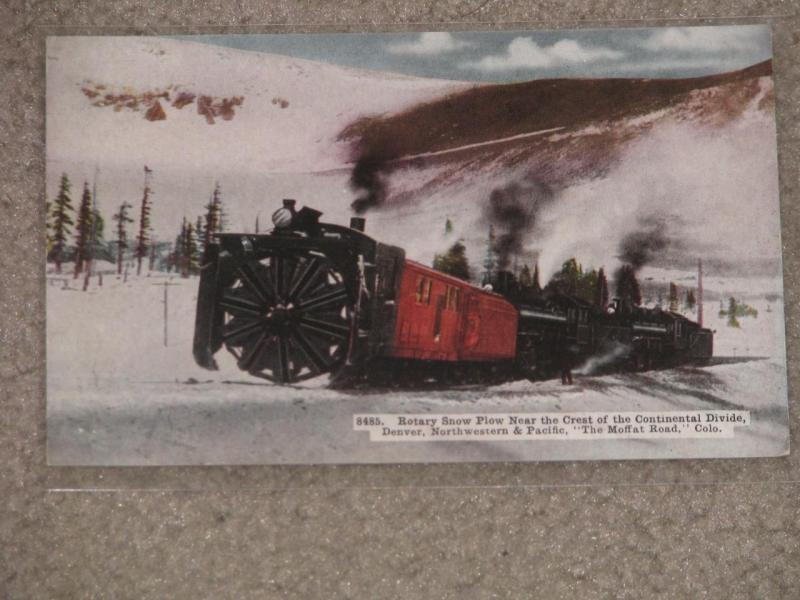 Rotary Snow Plow near the crest of the Continental Divide, Denver, Vintage Card