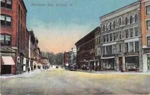 Rutland Vermont Merchants Row Street Scene Antique Postcard J49475