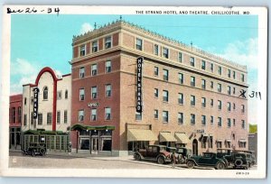 1940 Chillicothe Missouri MO Vintage Postcard Strand Hotel Theatre Building